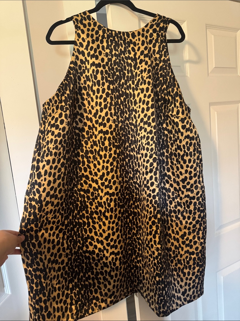 Leopard Print Midi Swing Dress in Tan and Black